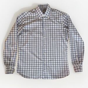 Borriello Napoli Mens Dress Shirt 16/41 Blue Wht Orange Check Italy Long Sleeve